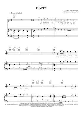 Pharrell Williams Happy Sheet Music in F Minor (transposable) - Download  & Print - SKU: MN0119660