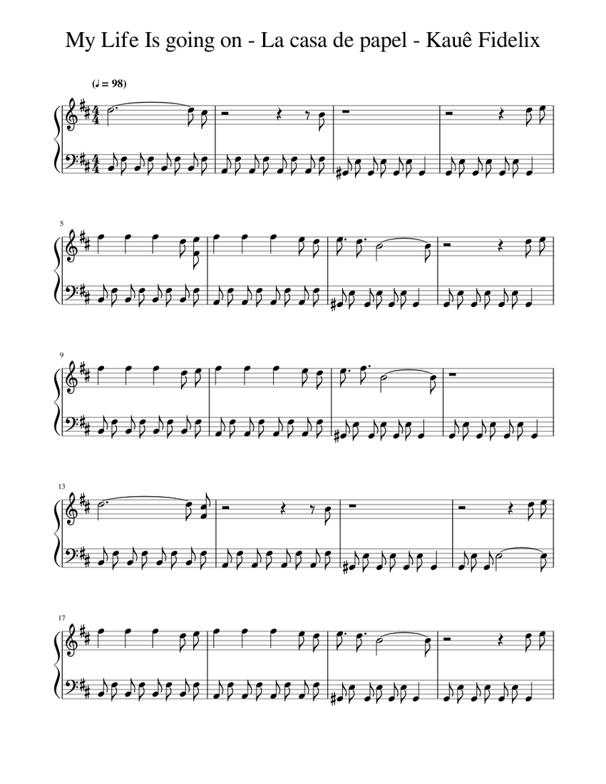 My Life Is going on - La casa de papel Sheet music for Piano (Solo) |  Musescore.com