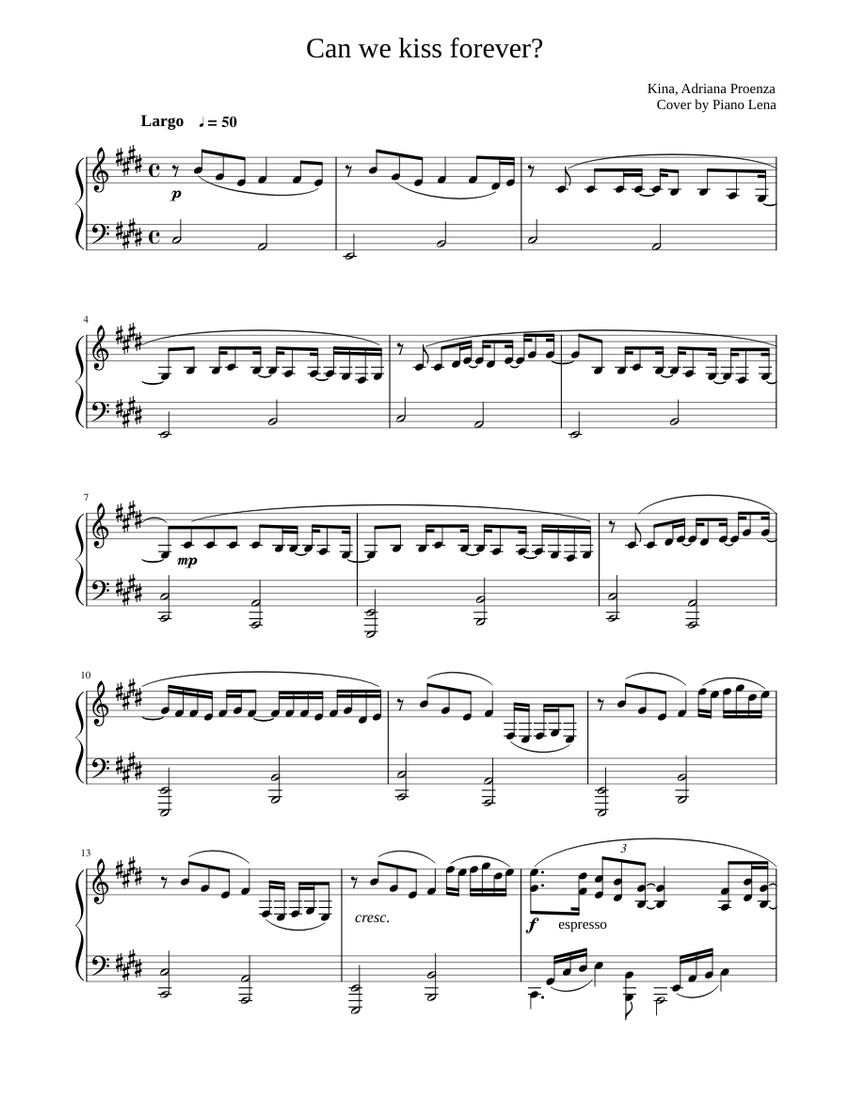 Can we kiss forever Sheet music for Piano (Solo) | Musescore.com