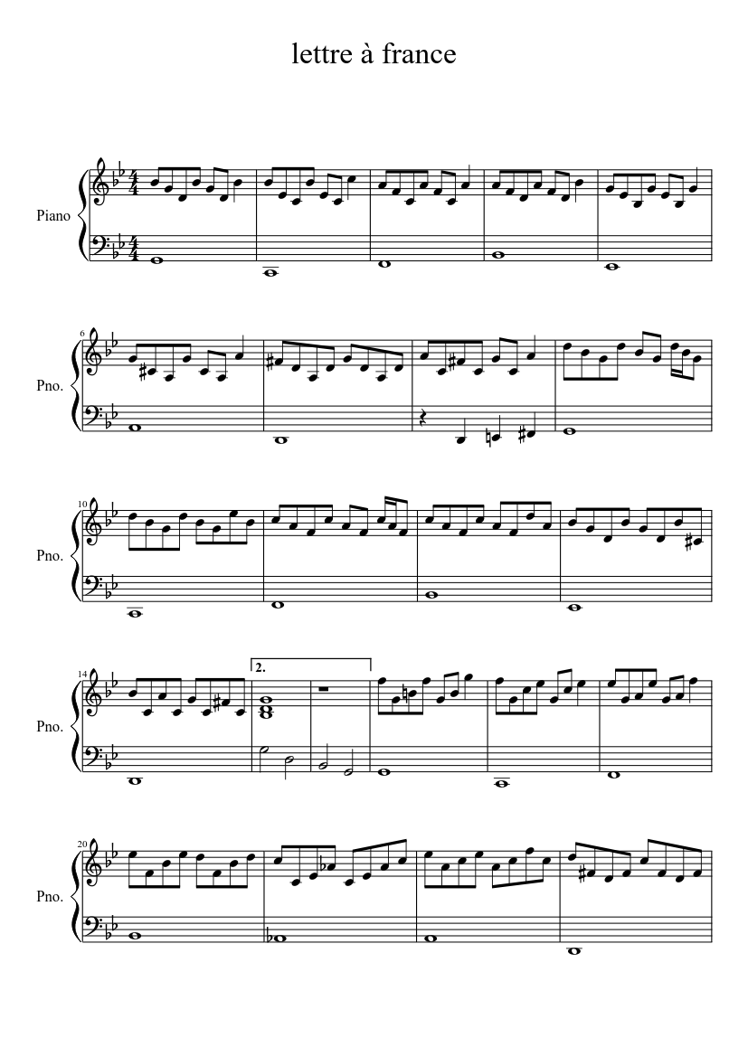lettre à france Sheet music for Piano (Solo) | Musescore.com