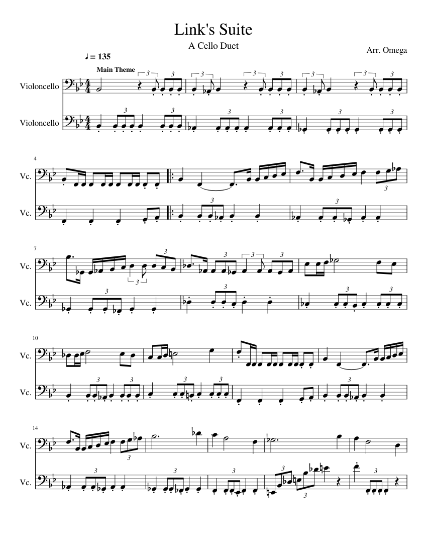 Link's Suite - Legend of Zelda Sheet music for Cello (String Duet) |  Musescore.com