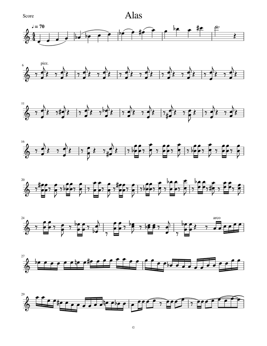 Alas 70 Sheet music for Violin (Solo) | Musescore.com