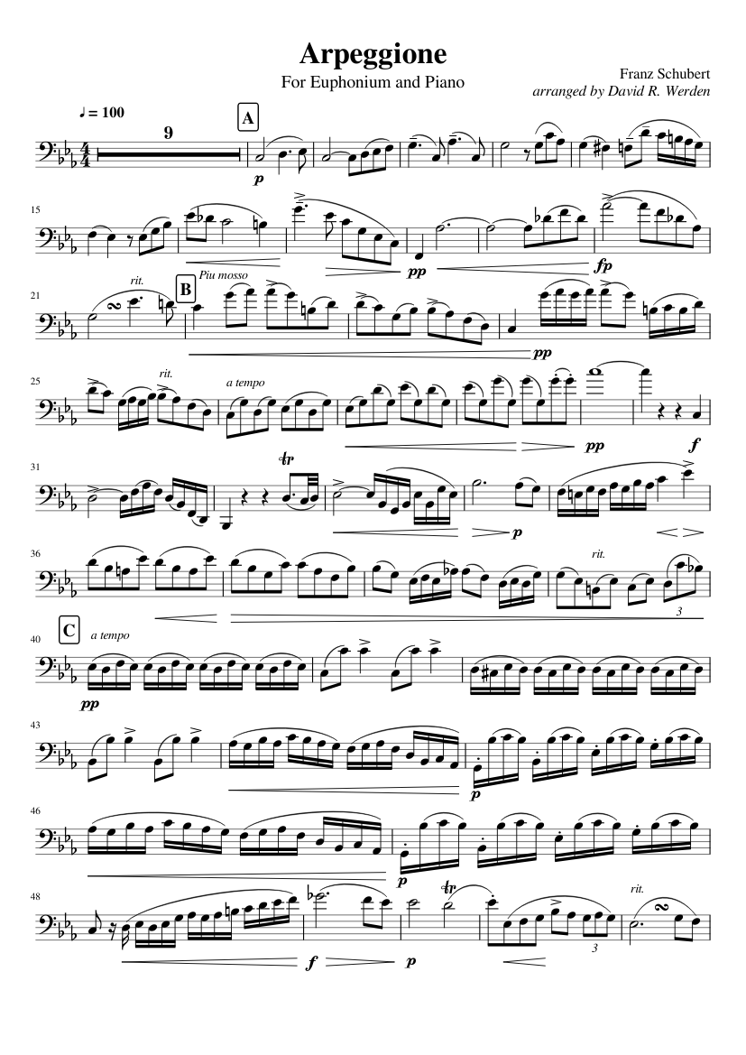 Arpeggione sonata movement 1 Sheet music for Euphonium (Solo) |  Musescore.com
