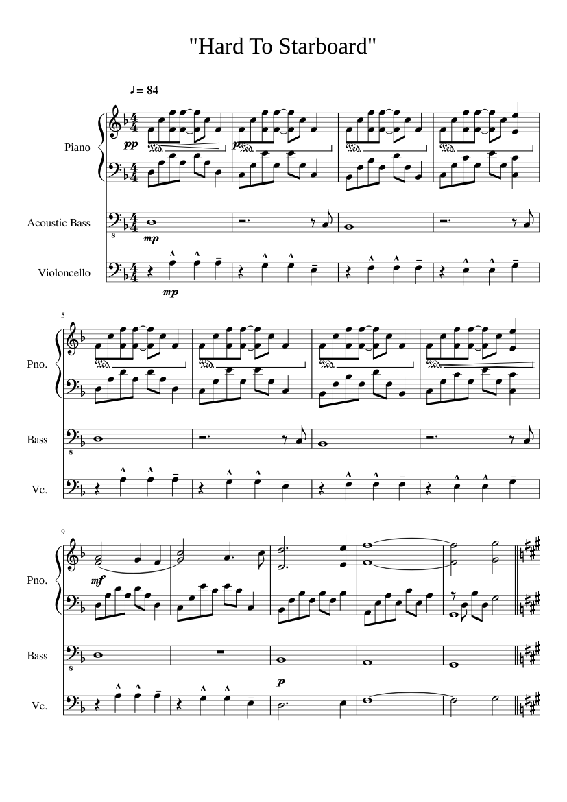 Hard To Starboard" - Titanic (James Horner) (DUET) Sheet music for Piano,  Cello, Bass guitar (Mixed Trio) | Musescore.com