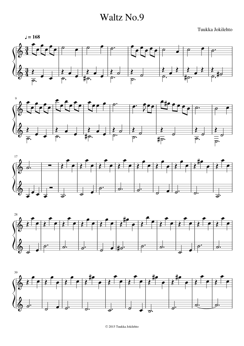 Waltz No.9 Sheet Music for Piano (Solo) easy | MuseScore.com