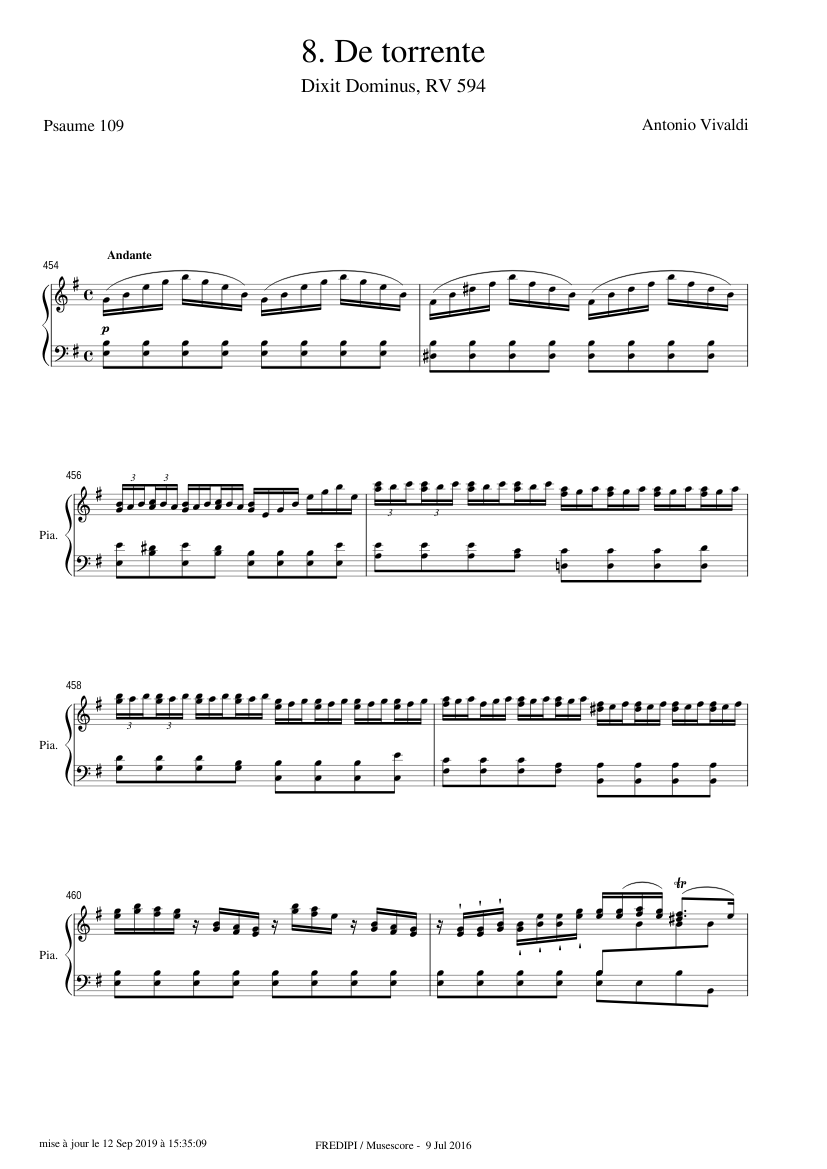 Dixit Dominus, RV 594 (8. De torrente) - Antonio Vivaldi Sheet
