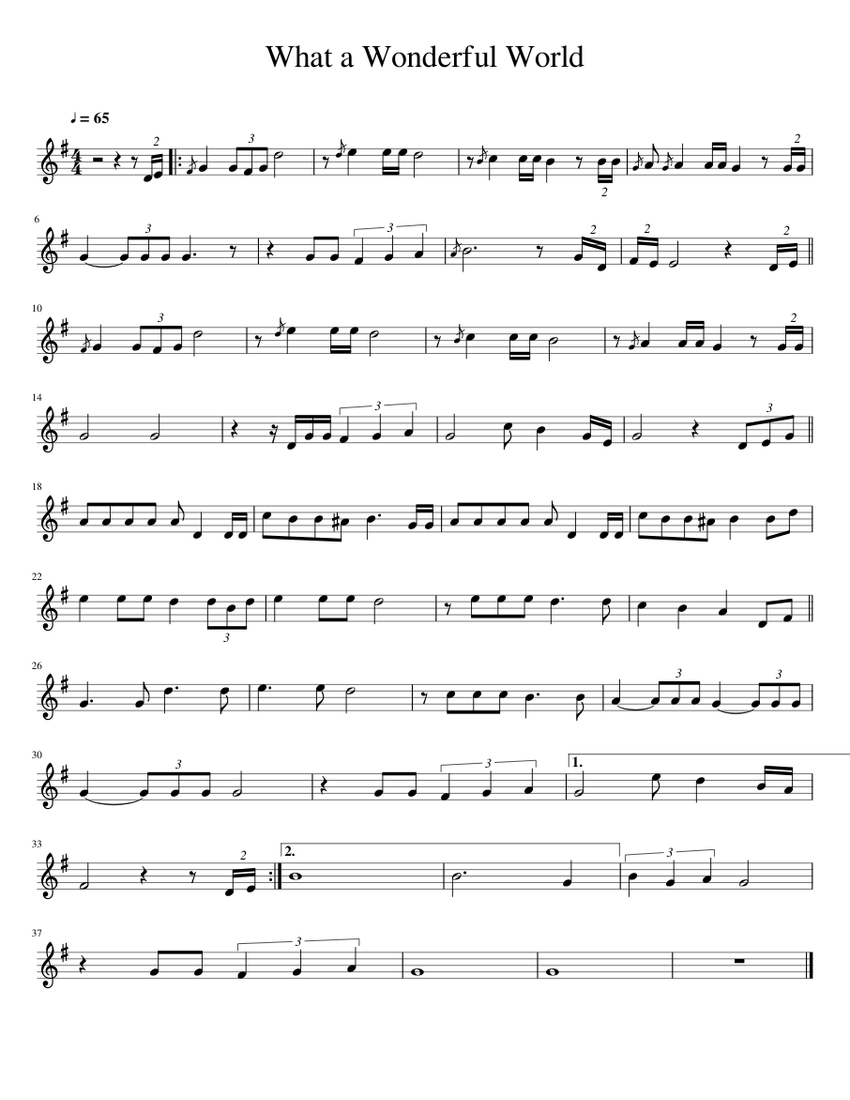 What a Wonderful World Sheet music for Saxophone (Tenor) (Solo