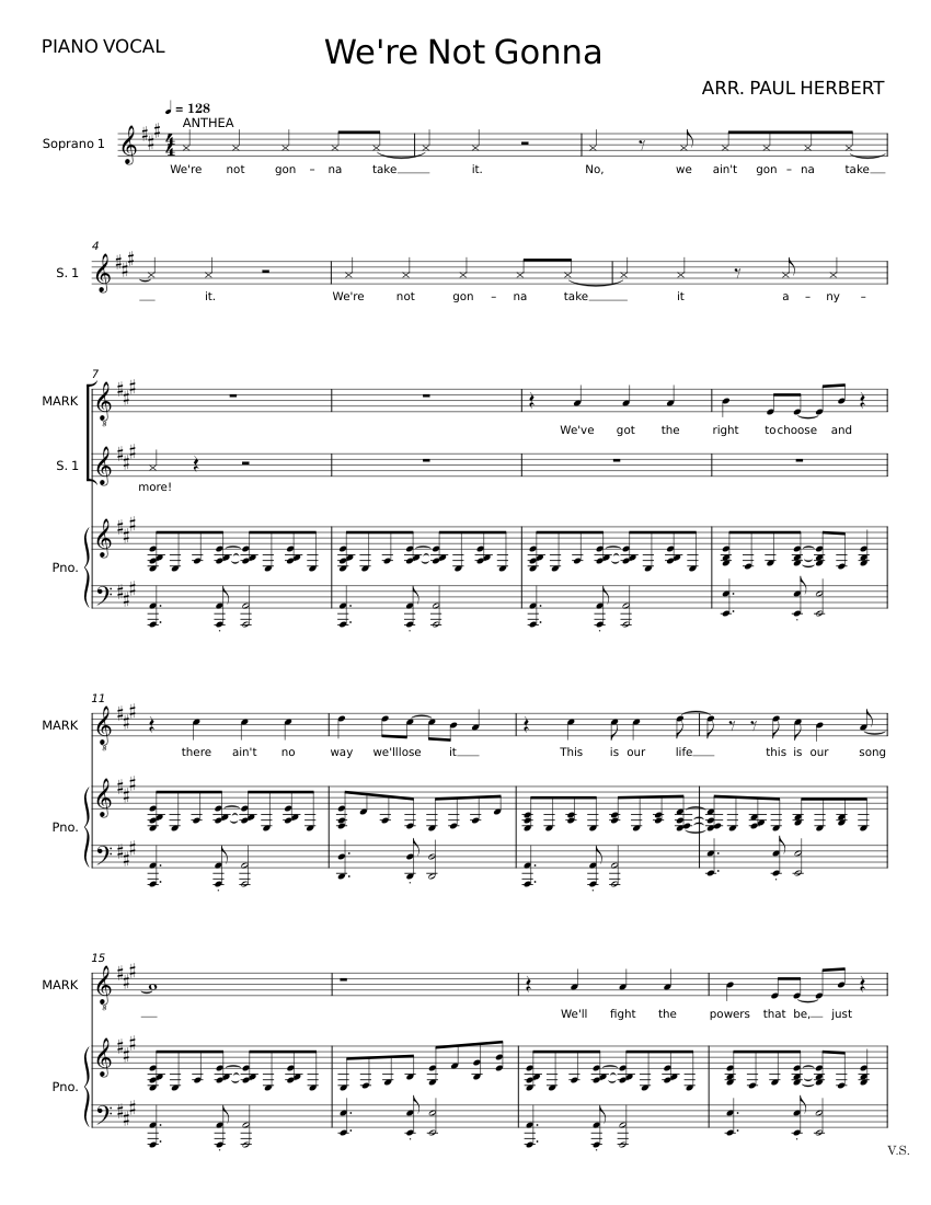 We re Not Gonna Take It Sheet Music For Piano Synthesizer Mixed We re not gonna take it sheet music for piano synthesizer mixed