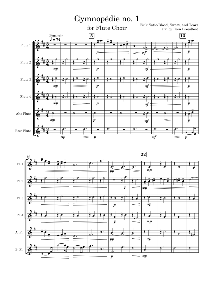 Gymnopédie No.1 for Flute Choir Erik Satie arr. by Eoin Broadfoot