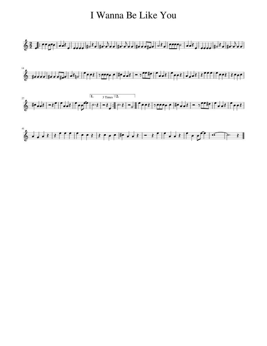 I Wanna Be Like You Sheet Music For Trumpet In C Solo Download And Print In Pdf Or Midi Free Sheet Music Musescore Com