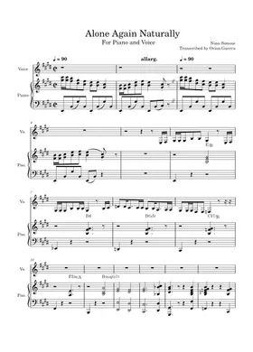 Alone Again (Naturally) Sheet Music | Gilbert O'Sullivan | Piano, Vocal &  Guitar Chords
