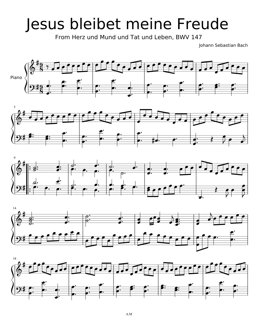 Jesus bleibet meine Freude Sheet music for Piano (Solo) | Musescore.com