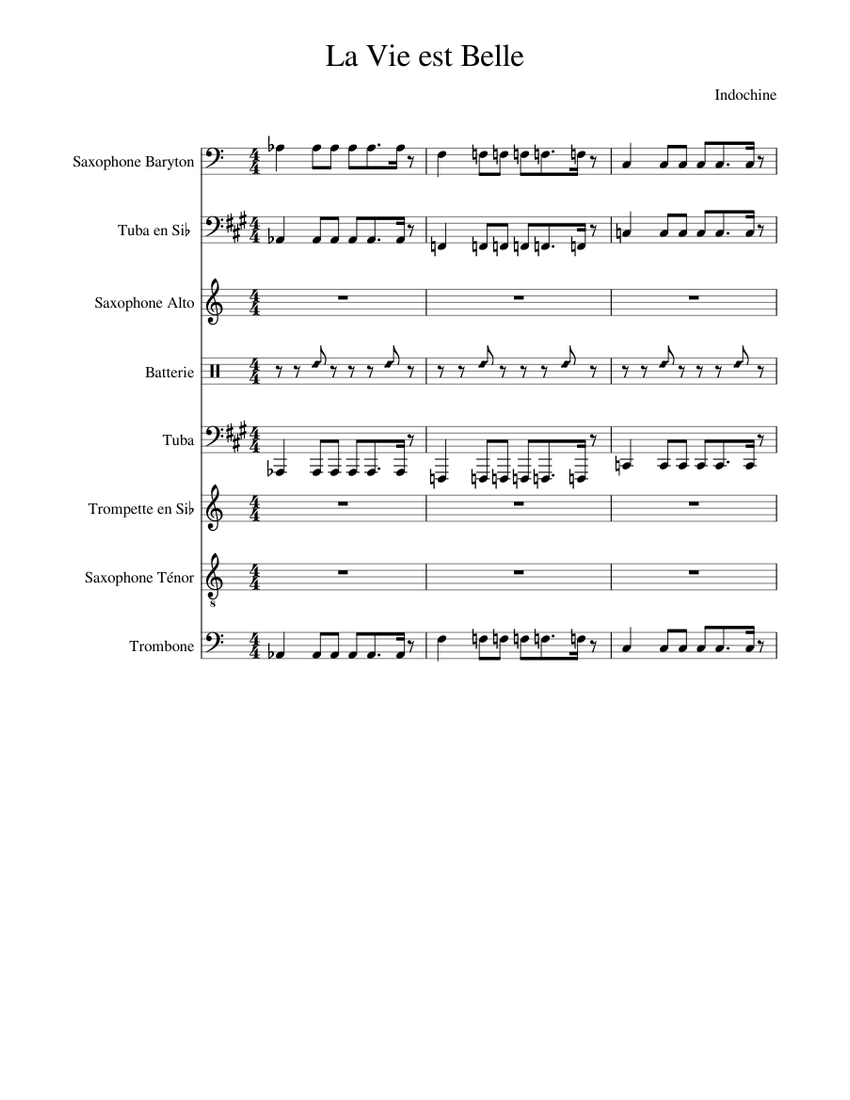 La Vie Est Belle Indochine Sheet Music For Trumpet In B Flat Trombone Drum Group Saxophone Alto More Instruments Mixed Ensemble Musescore Com Listen to la vie est belle on spotify. la vie est belle indochine sheet music