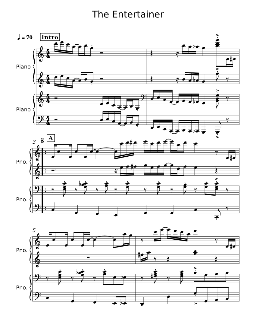 The Entertainer - Scott Joplin Sheet music for Piano (Piano Duo ...