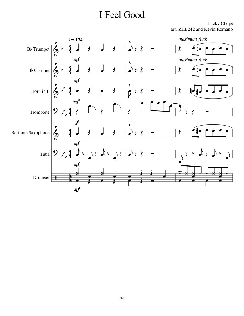 Lucky Chops - I Feel Good Sheet music for Trombone, Tuba, Clarinet in b ...