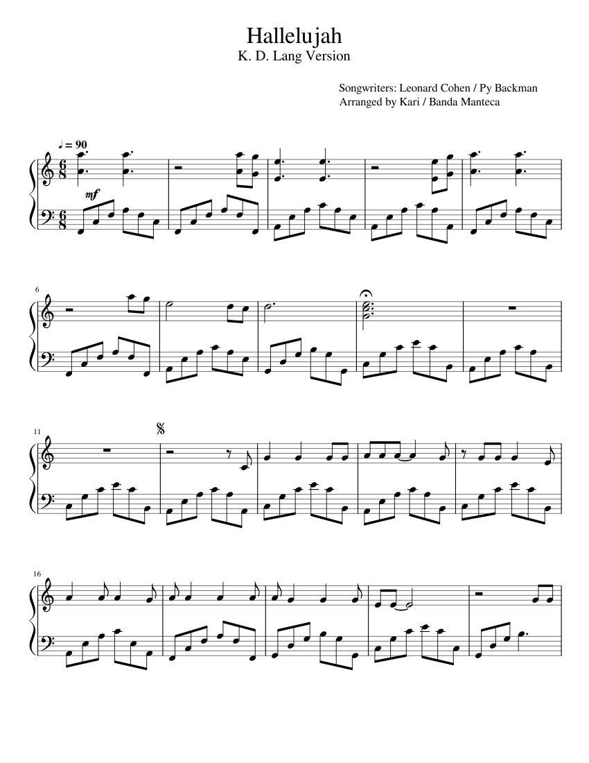 Hallelujah Piano Sheet music for Piano (Solo) | Musescore.com