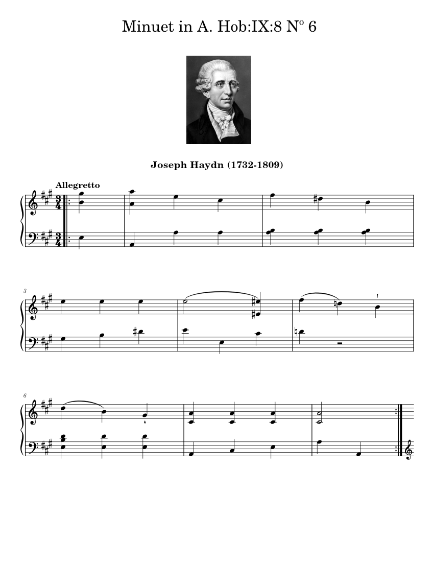 Minuet in A. Hob:IX:8 Nº 6