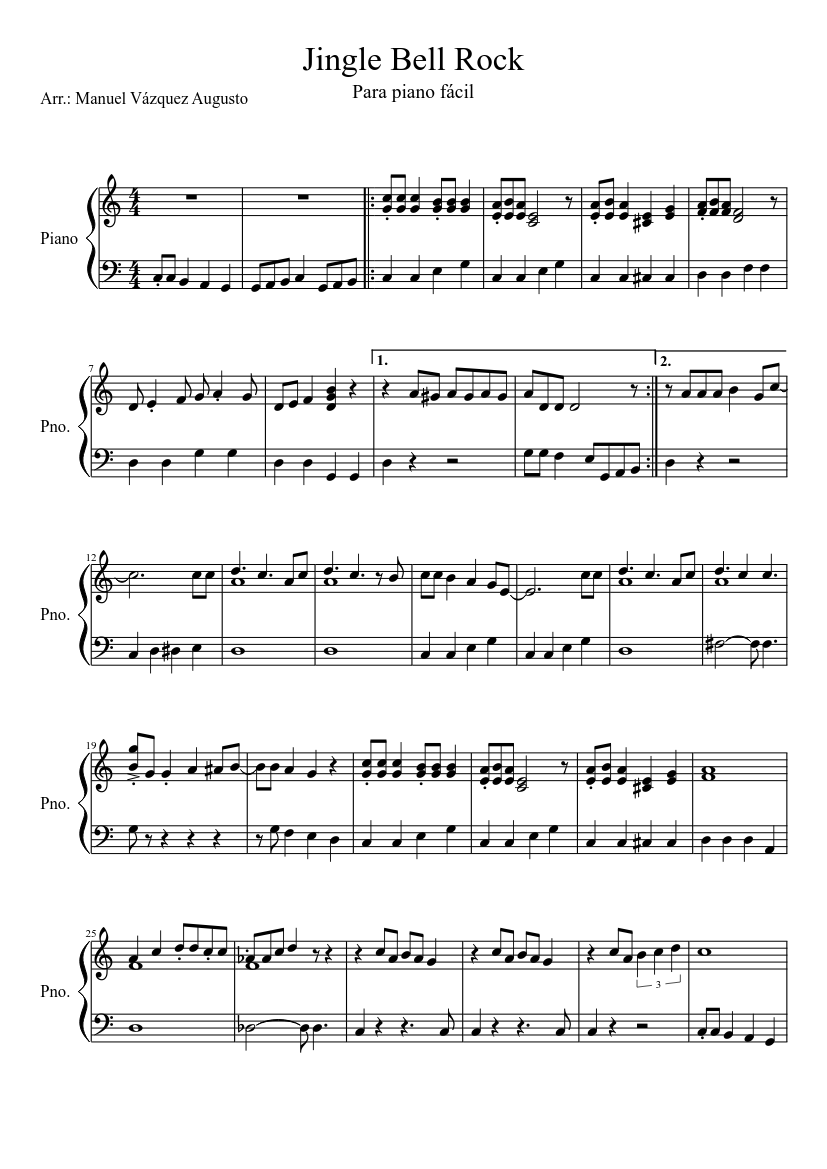 Jingle Bell Rock Sheet Music For Piano Solo Musescore Com