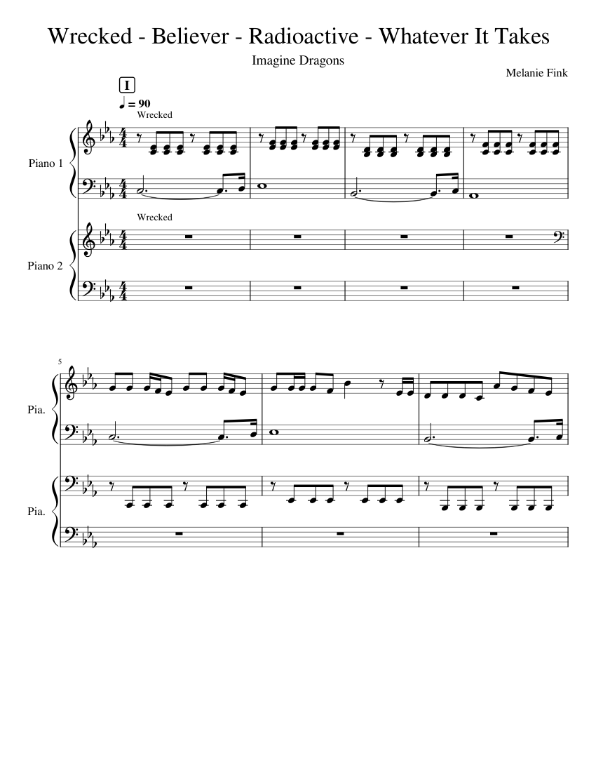 Medley - Imagine Dragons Sheet music for Piano (Piano Duo) | Musescore.com