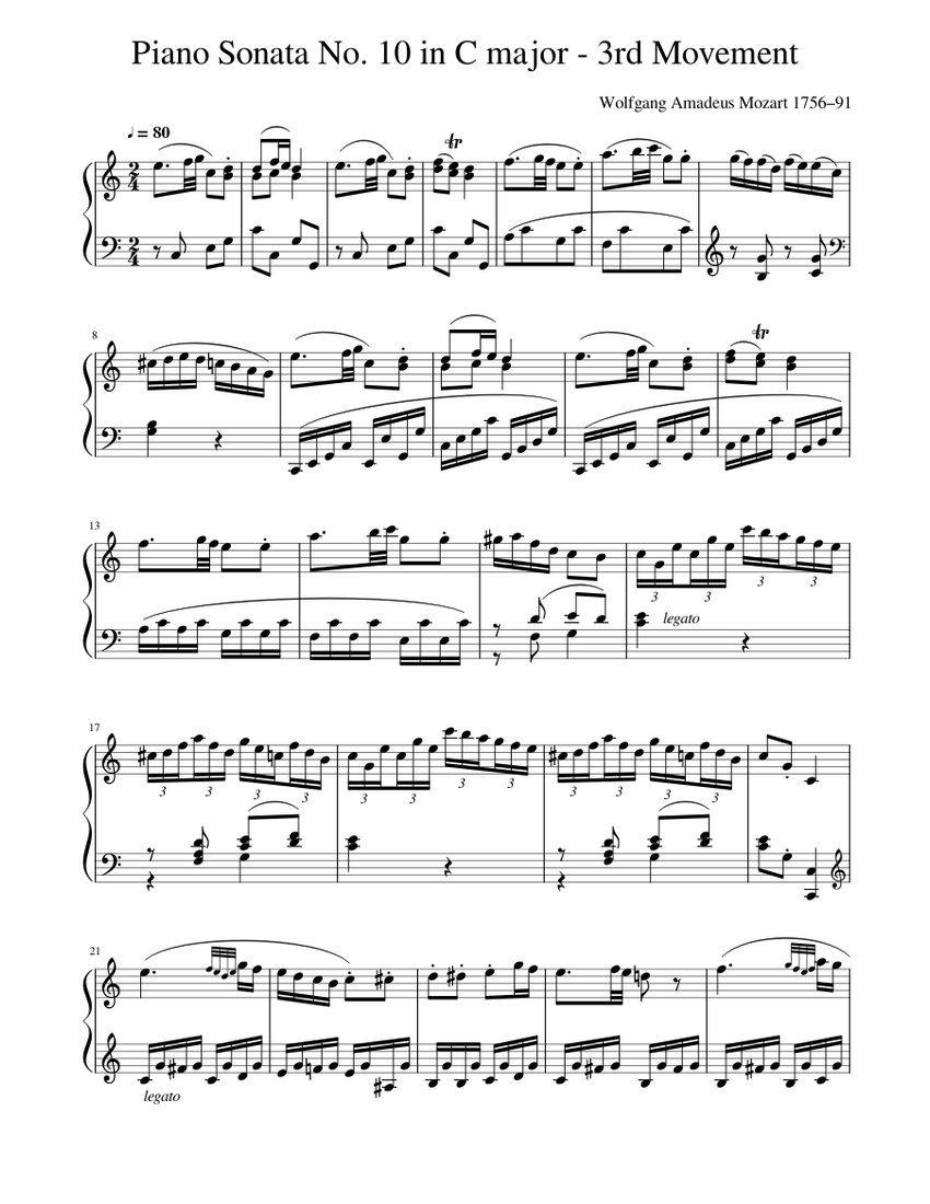 Mozart Piano Sonata No. 10 in C major- 3rd Movement Sheet music for Piano  (Solo) | Musescore.com