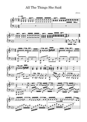 Free All The Things She Said by t.A.T.u. sheet music | Download PDF or  print on Musescore.com