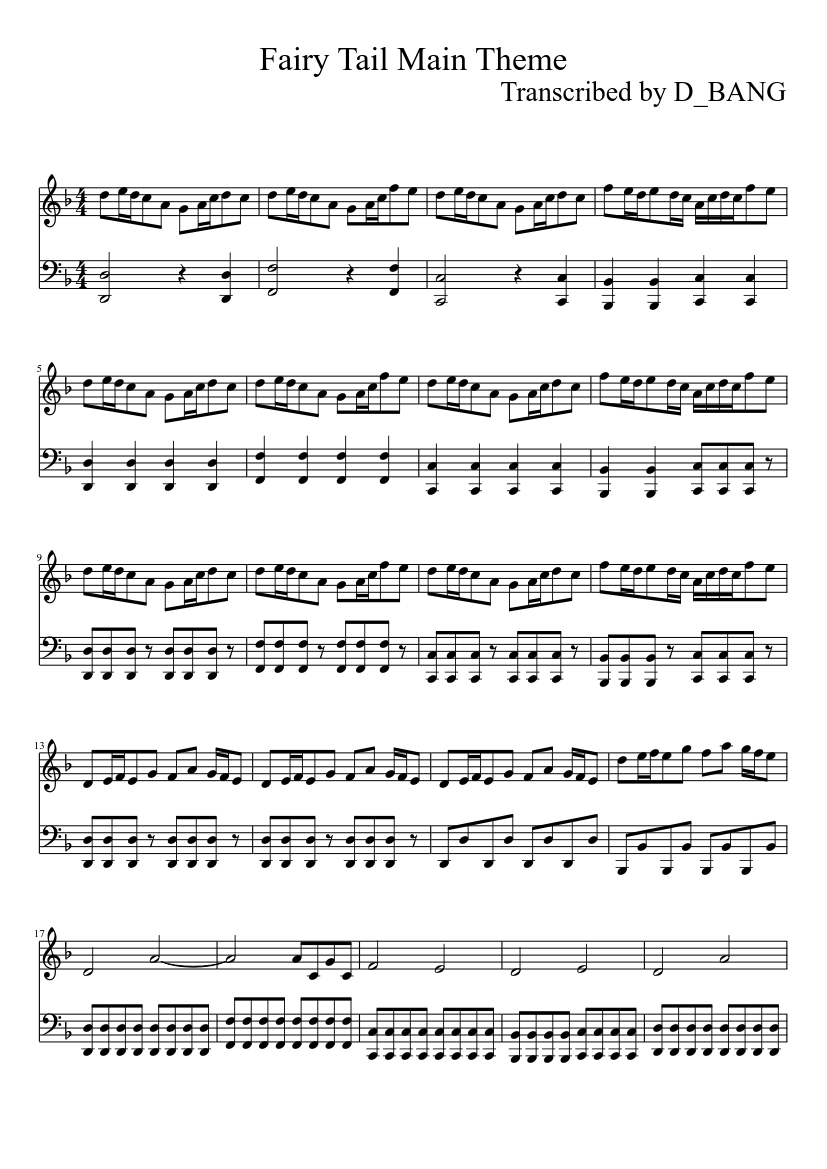 Fairy Tail Main Theme Sheet Music For Piano Piano Duo Musescore Com