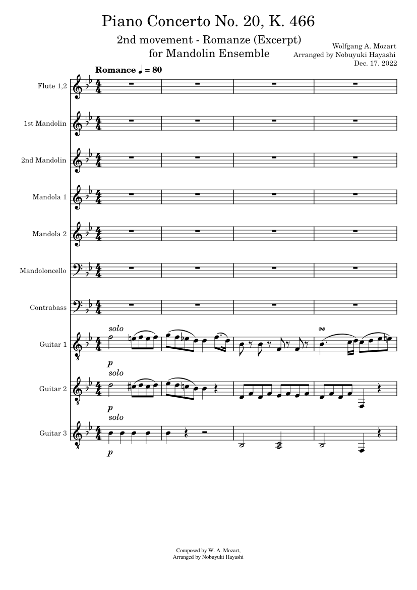 Partition Piano Concerto 20 K.466 Mozart - Édition DMN | Pour Pianistes Classiques