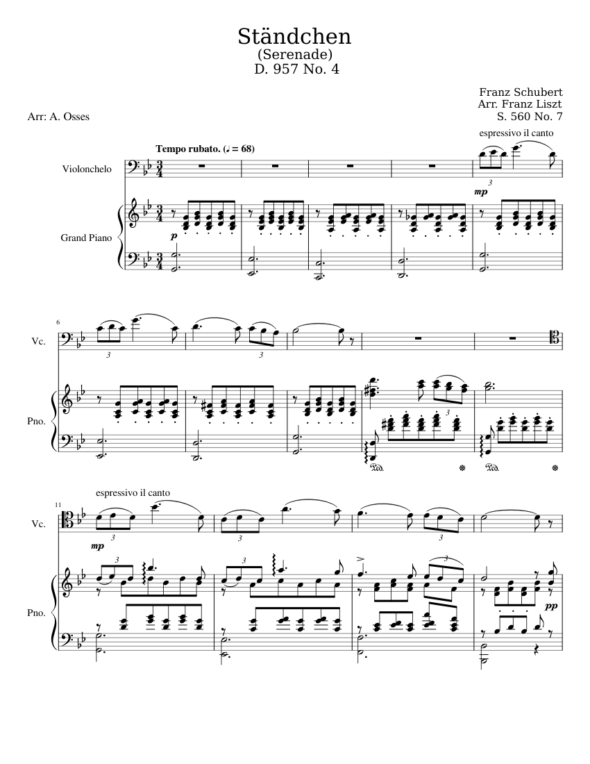 SchubertLiszt-Standchen-cello Sheet music for Piano, Cello (Solo) |  Musescore.com