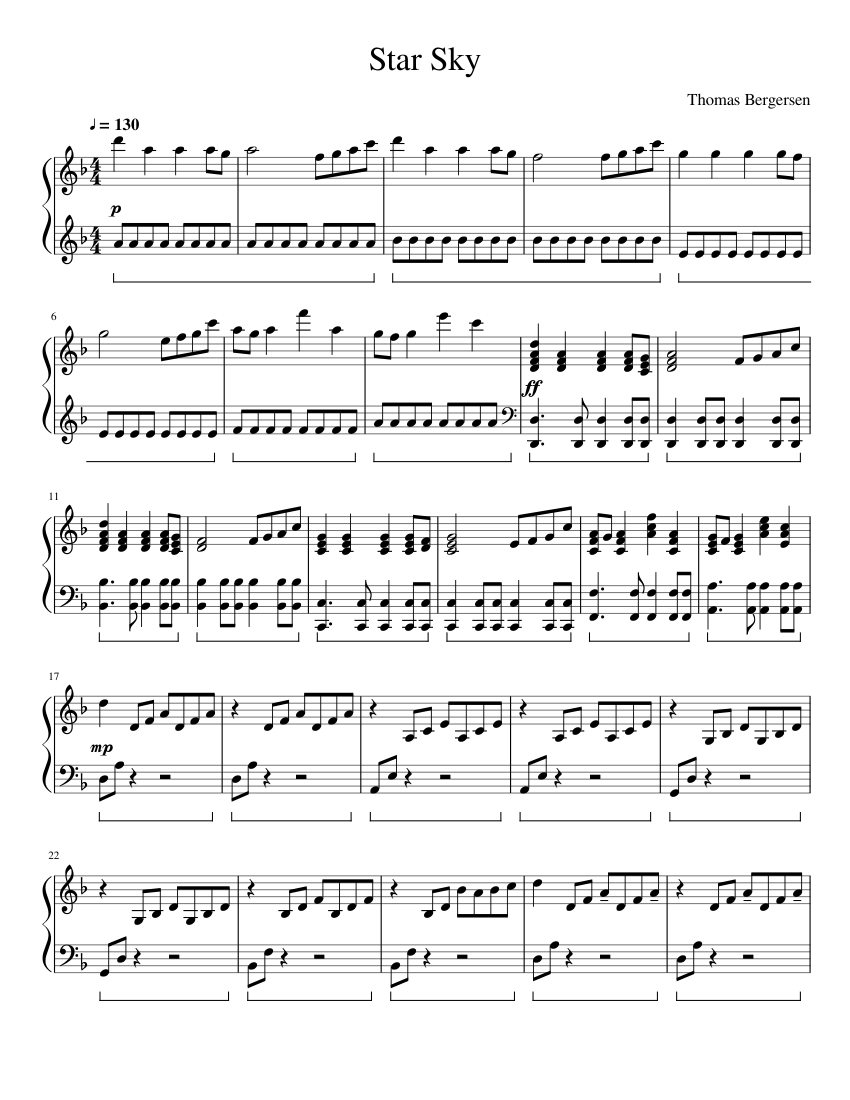 Two Steps From Hell: Star Sky Sheet music for Piano (Solo) | Musescore.com