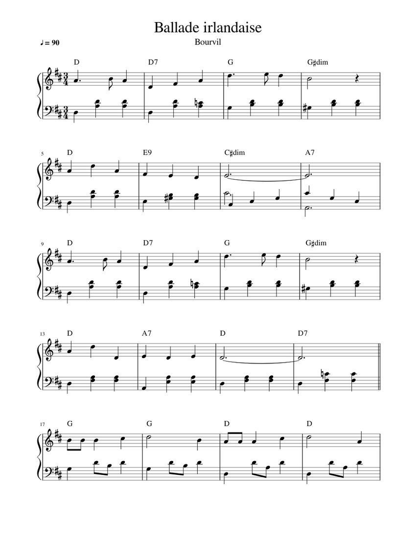 Ballade irlandaise Sheet music for Piano (Solo) Download and print in