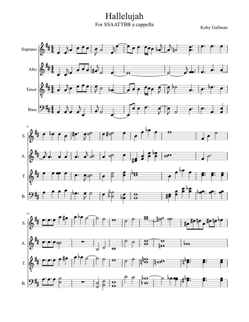 Hallelujah Sheet music for Bass (Solo) | Musescore.com