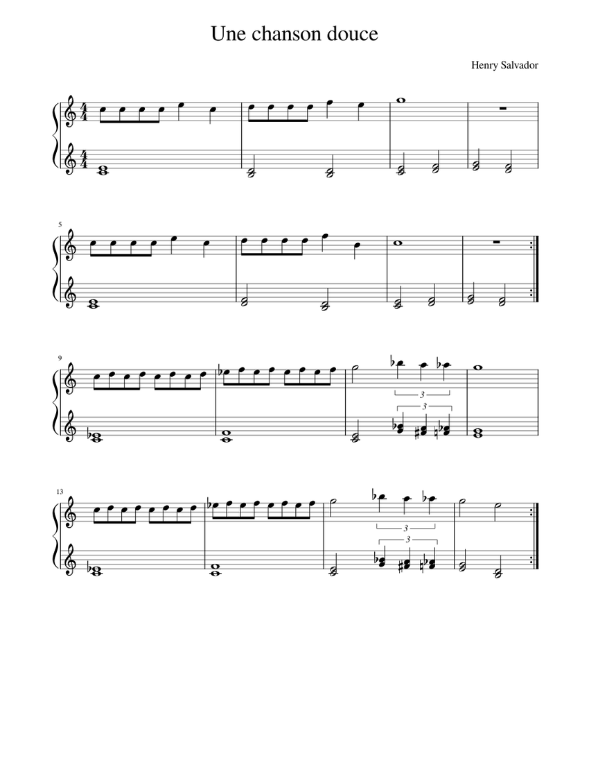 Une chanson douce - piano tutorial