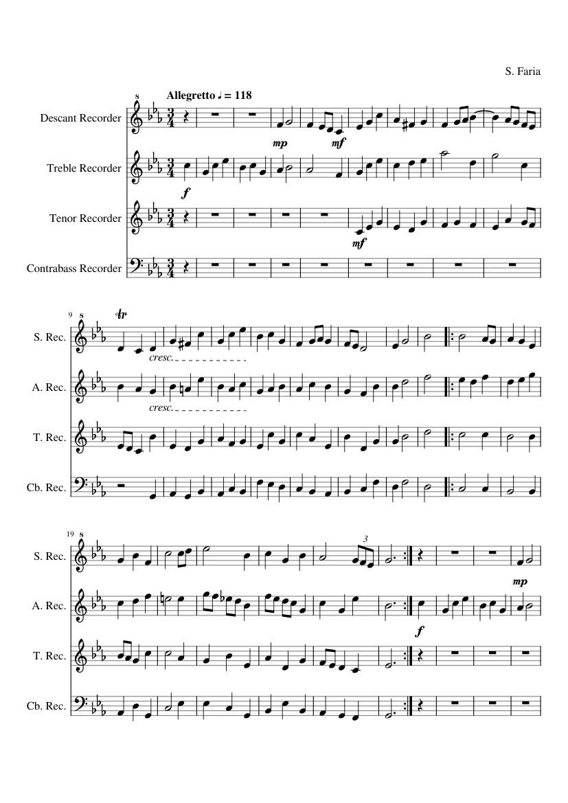 Rondo recorder Sheet Music for Recorder (Mixed Quartet) | MuseScore.com