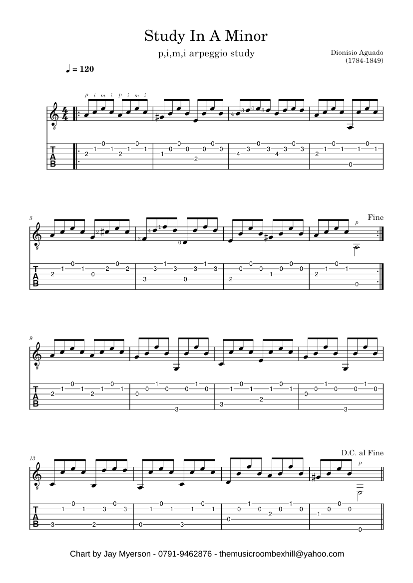 Study in a minor – Dionisio Aguado Study In A Minor - Aguado Sheet ...