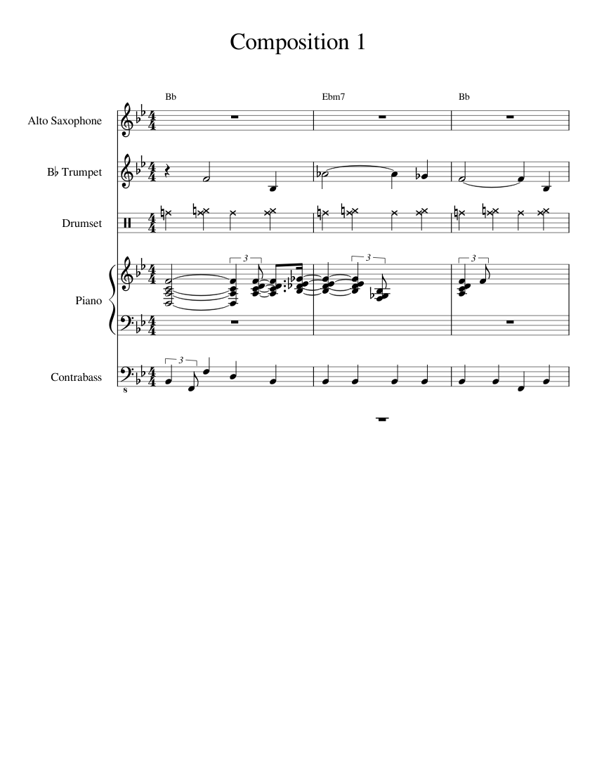 Comp1 Music Comp1 BbM Sheet music for Piano, Saxophone alto, Trumpet in b-flat ...