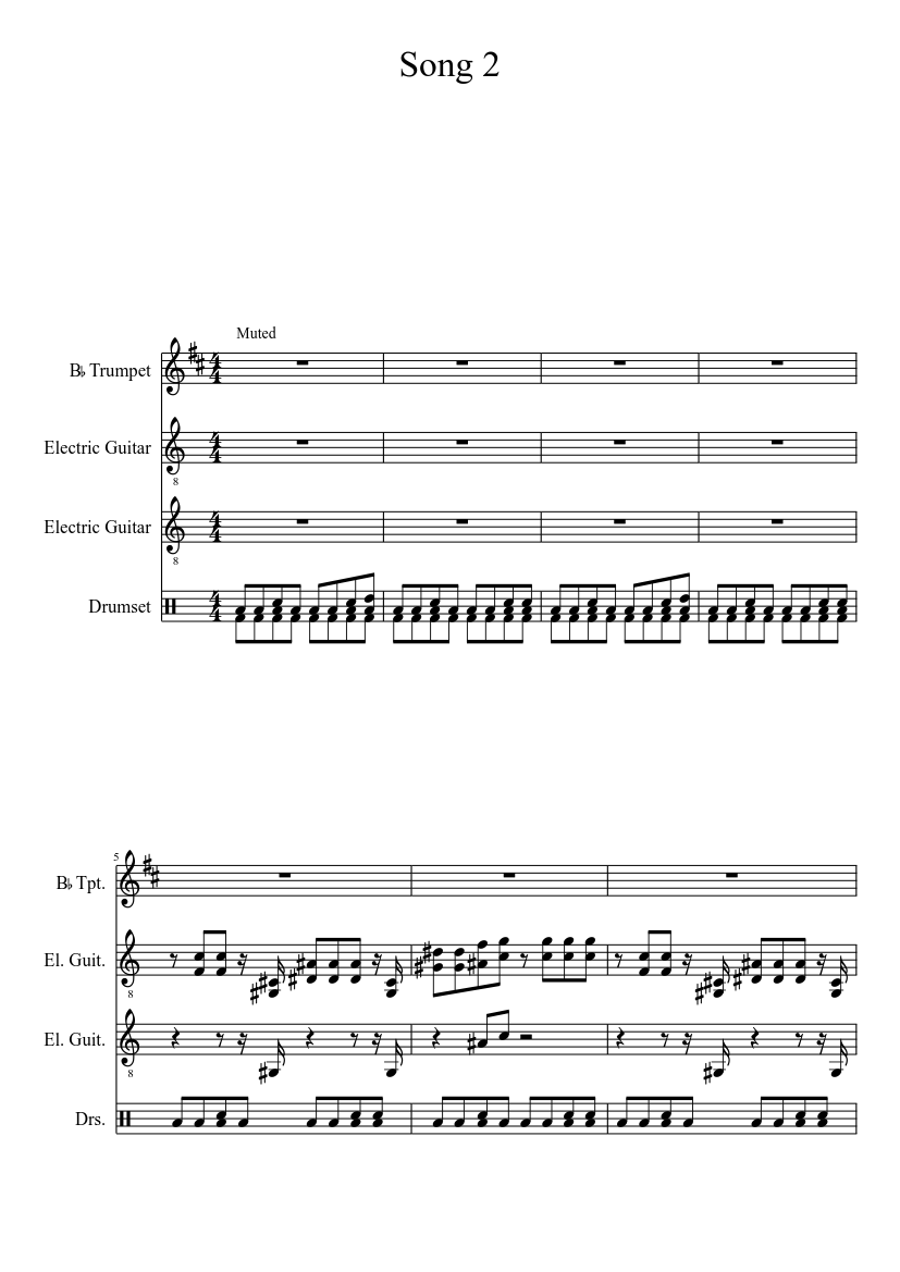 Blur-Song 2 Sheet music for Trumpet other (Solo) | Musescore.com