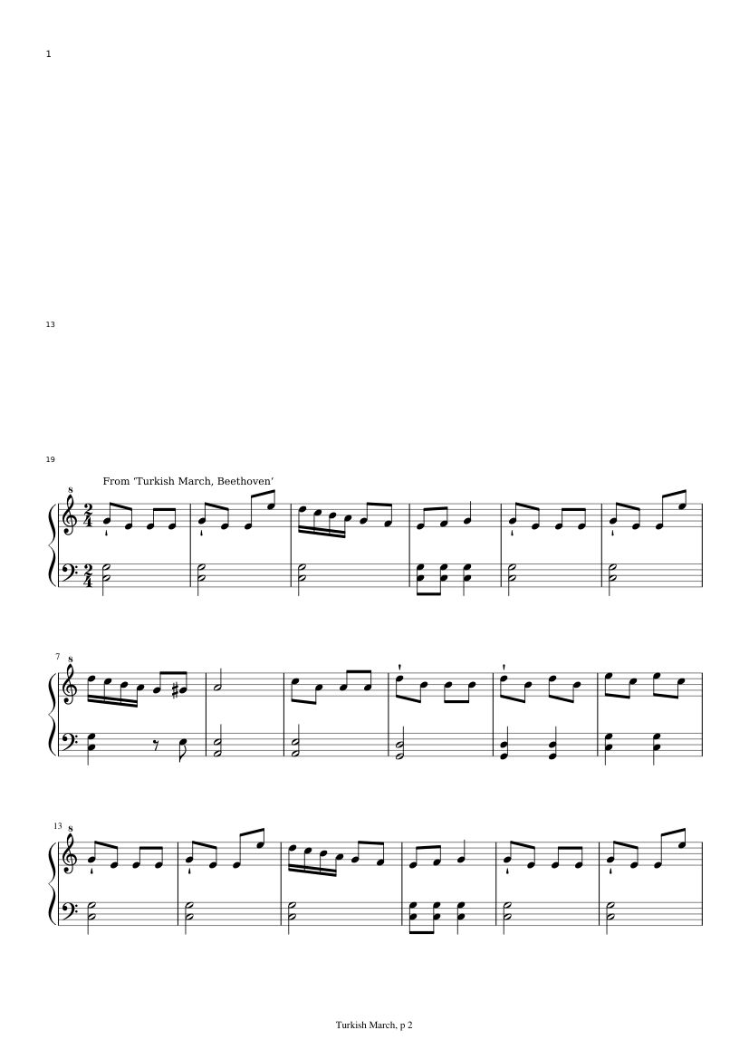Turkish March, Beethoven, easy piano Sheet music for Piano (Solo) |  Musescore.com