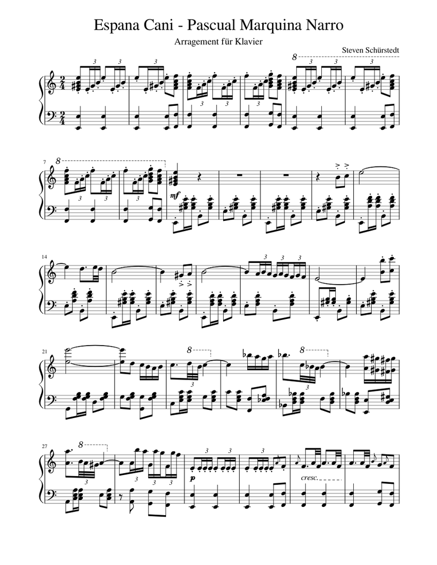 Espana Cani Sheet music for Piano (Solo) | Musescore.com