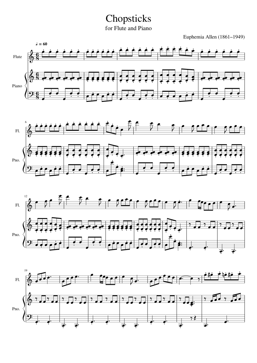 Allen Chopsticks, for Flute and Piano Sheet music for Piano, Flute (Solo)