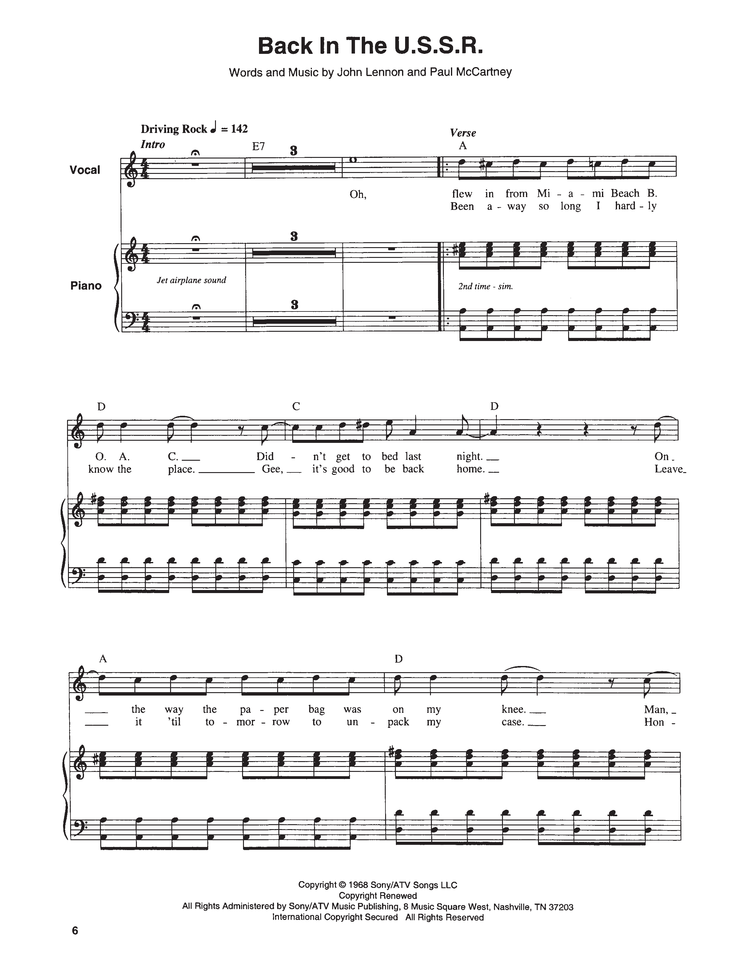 Play Official version of Back In The U.S.S.R Sheet Music by The