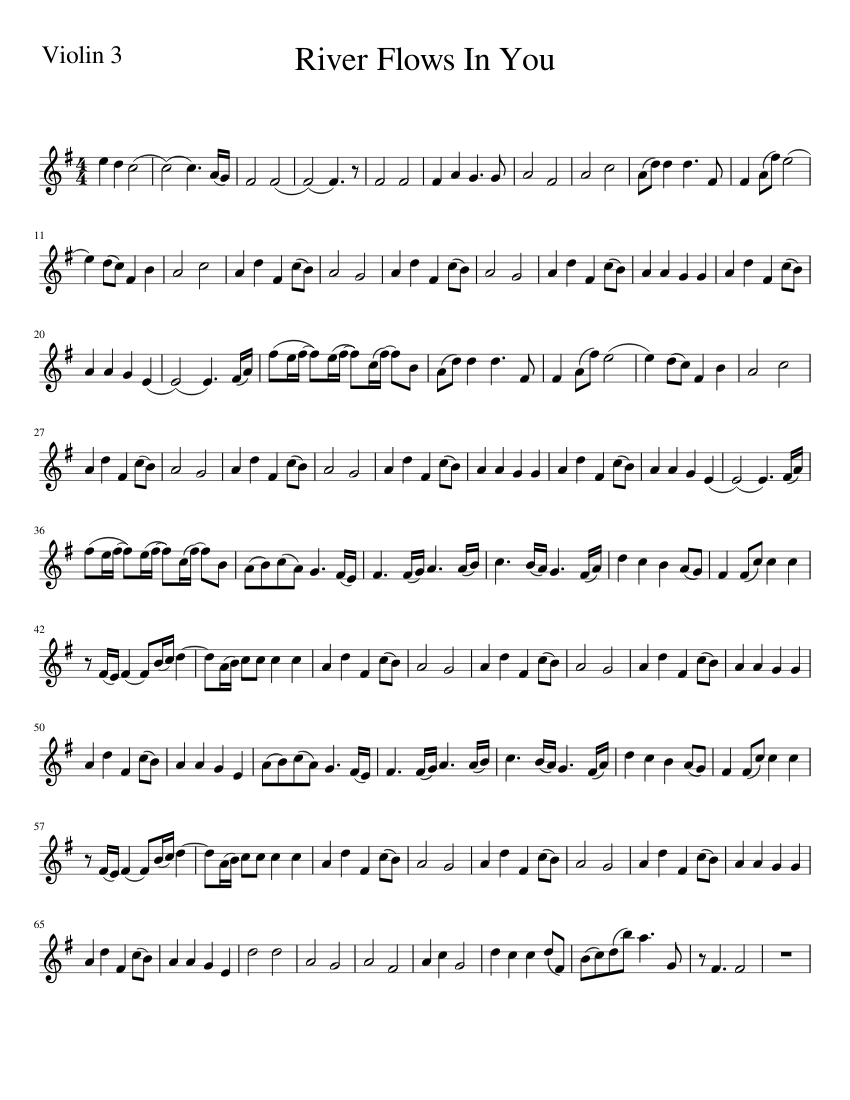 River Flows In You violin 3 Sheet music for Piano (Solo) | Musescore.com