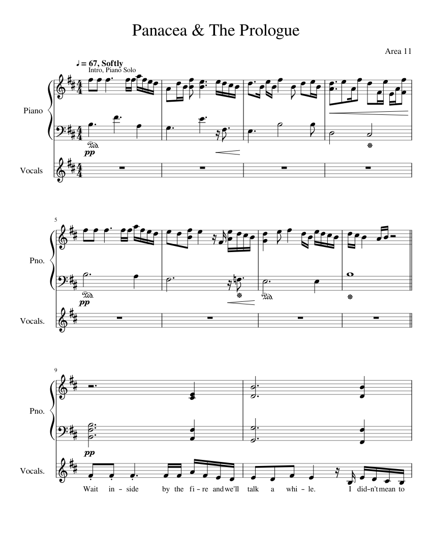 Panacea & The Prologue by Area 11 - piano tutorial