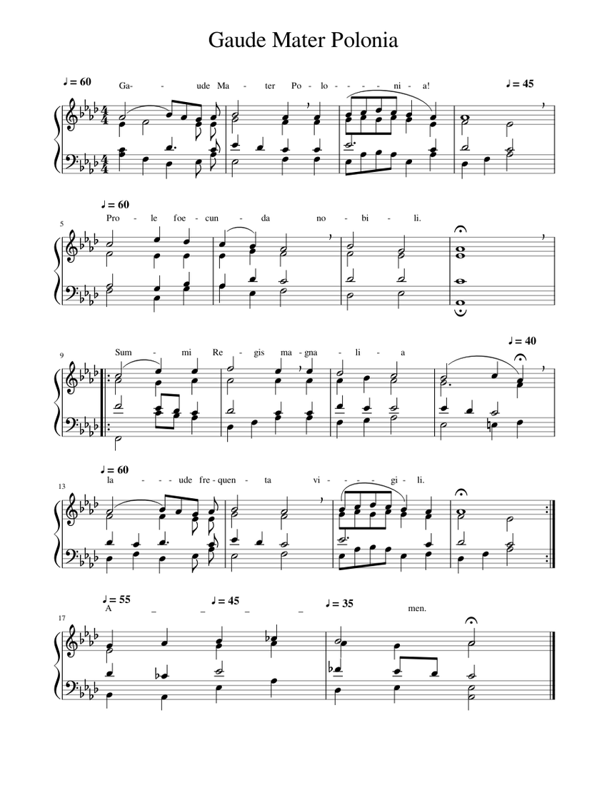 Gaude Mater Polonia Sheet Music For Organ Solo Musescore Com