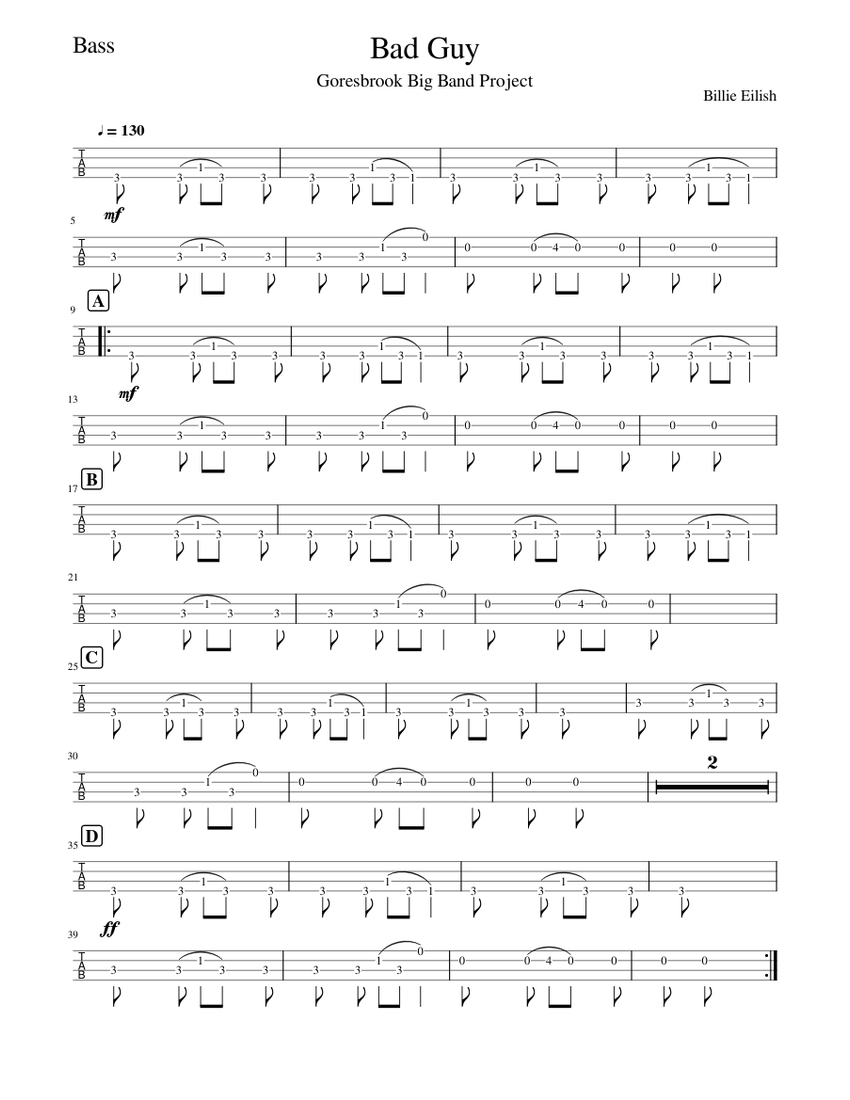 Bad GuyBass Sheet music for Bass (Jazz Band)