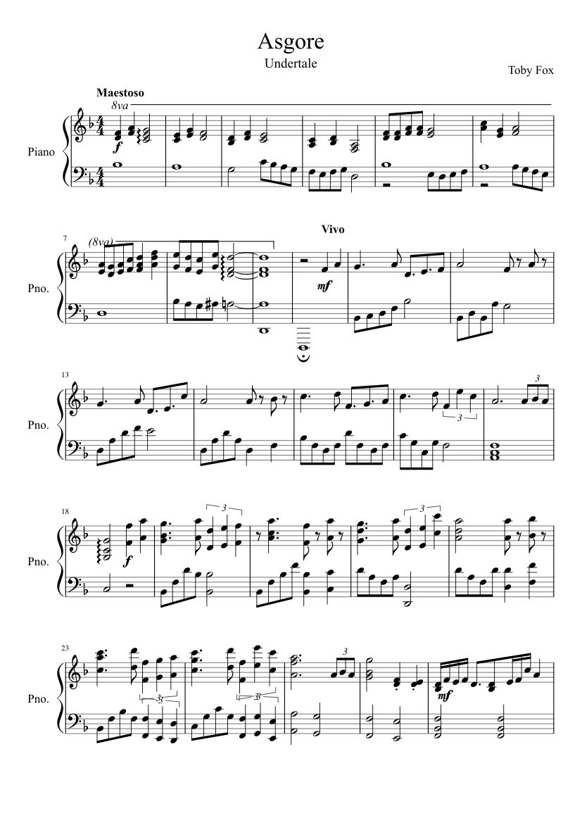 Asgore (Undertale) - Piano Solo Sheet music for Piano (Solo) | Musescore.com