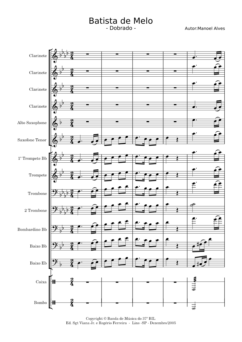 Dobrado Batista de Melo - Trompete (Bb) - Partitura 