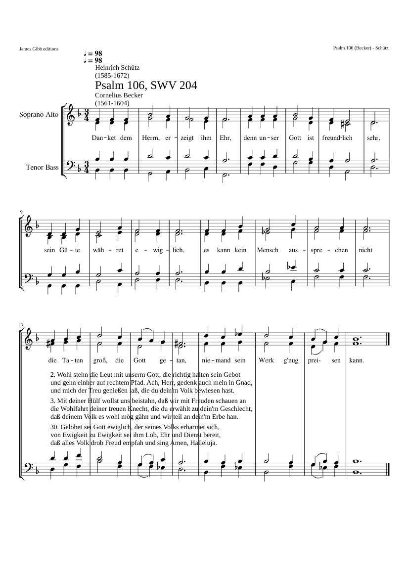 Danket dem Herren erzeigt ihm Ehr SWV 204