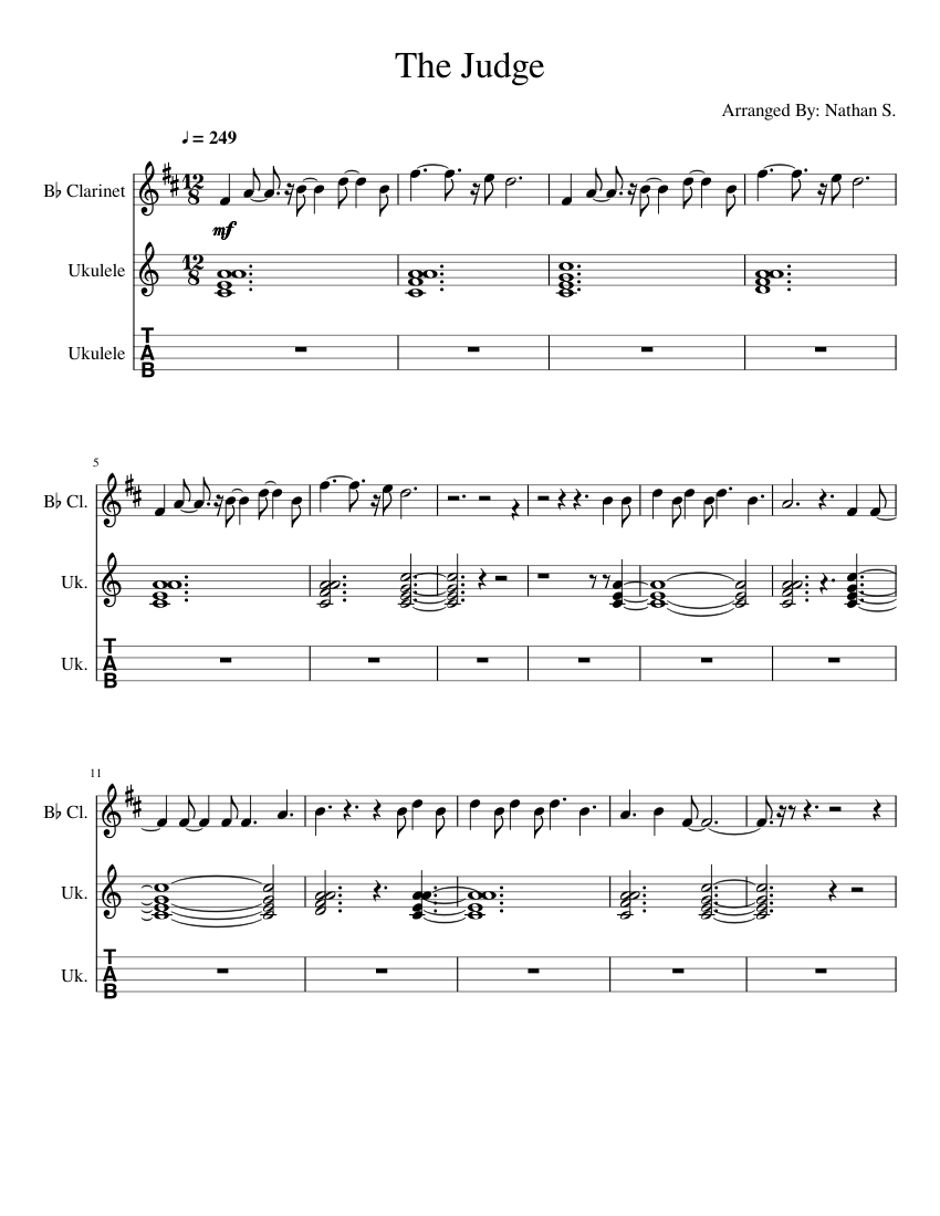 Twenty One Pilots - The Judge Sheet Music For Clarinet In B-Flat, Ukulele  (Mixed Trio) | Musescore.Com
