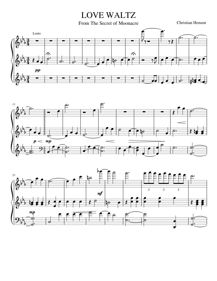 Love Waltz-The Secret of Moonacree Sheet music for Piano (Solo) |  Musescore.com