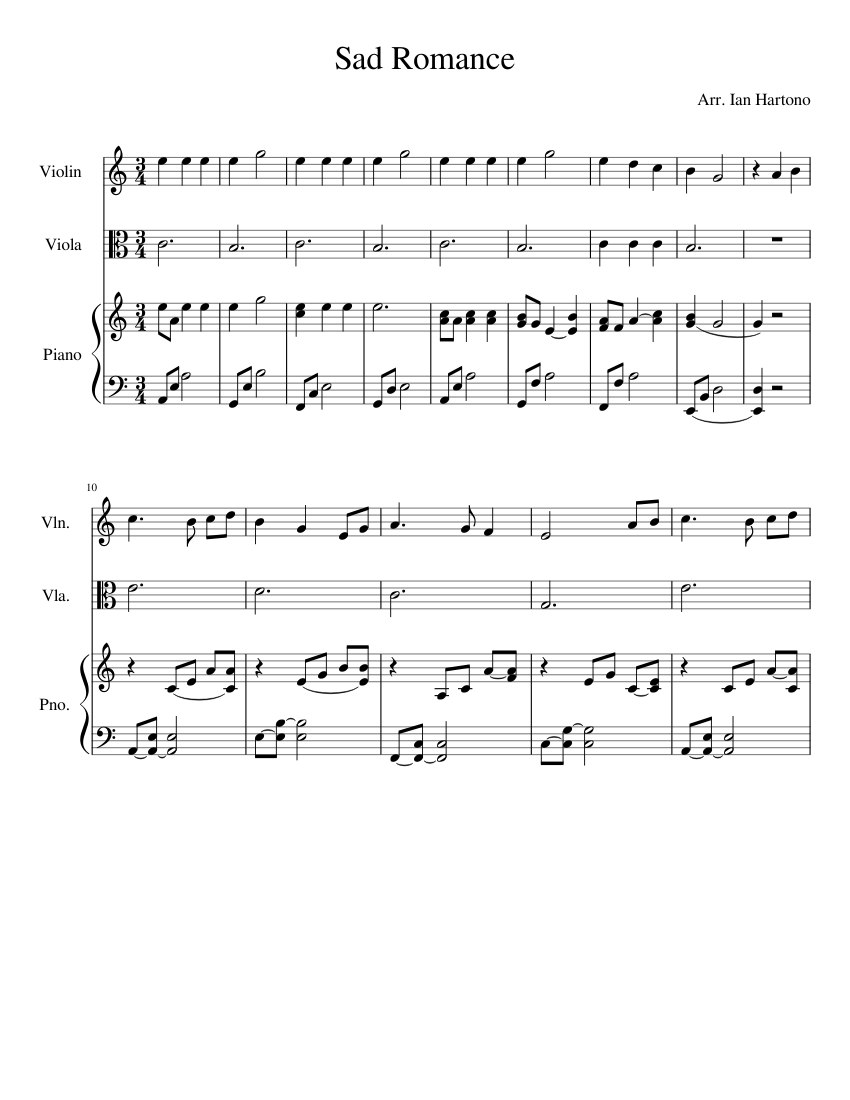 Sad Romance Sheet music for Piano, Violin, Viola (Mixed Quartet) Musescore....